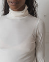 BASERANGE French bamboo fiber high collar T-shirt top soft and comfortable skin-friendly BAS-TOTN-BL-000-UNDYED